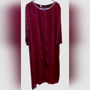 ROTITA Lace Stitching Chiffon Pearl 3/4 Sleeve Dress, Size 2X